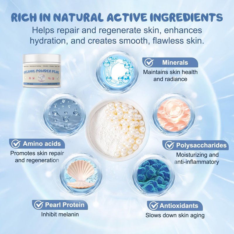 Zlimer Organic Pearl Powder [120g] | 100% Natural Skin Brightening & Anti-Aging | Hydrates, Reduces Wrinkles, Improves Elasticity | Radiant Glow for Face & Body | Resealable Jar | 1 PSC