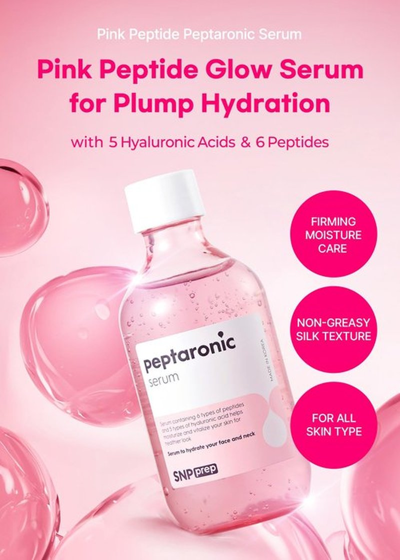 Snp 6 Peptides + 5 Hyaluronic Acid Face Serum | Firming, Soothing & Moisturizing Korean Skincare for Dry Skin | Lightweight & Non-Sticky Serum for Sensitive Skin | 7.43 fl oz