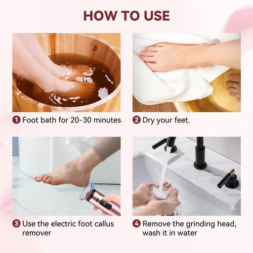 Electric Foot Callus Remover Cordless, 3 Adjustable Speed Foot File with 4 Nano Glass Grinding Disc, Professional Pedicure Tool Foot Scrubber for Heel Dead Skin and Calluses