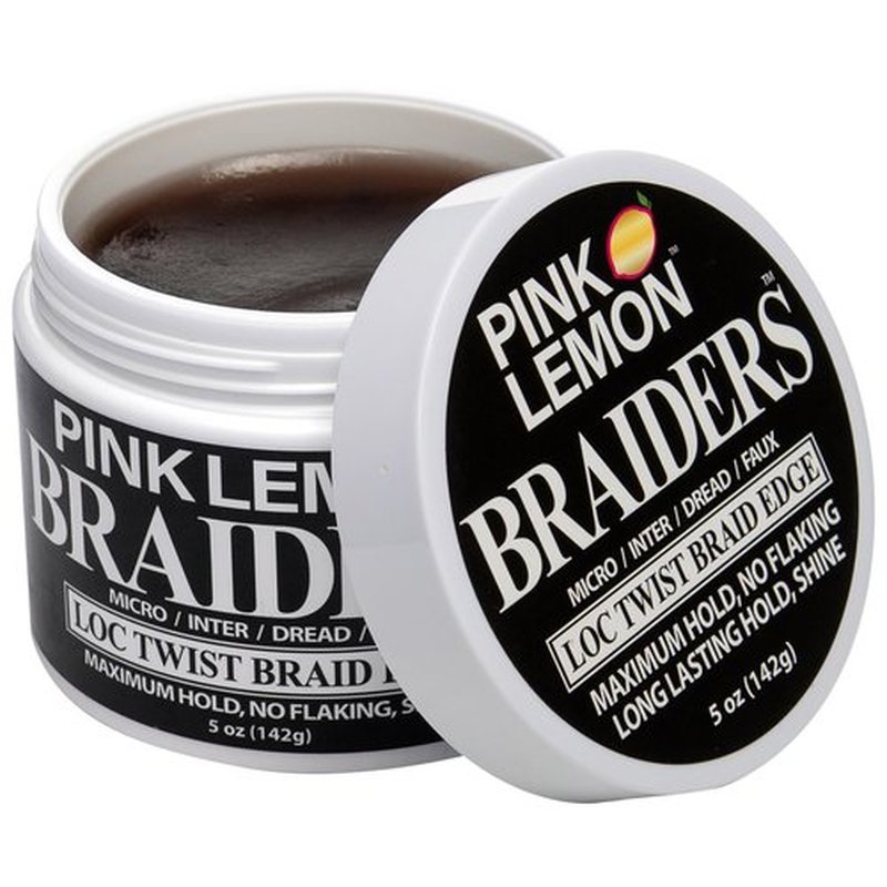 PINK LEMON Braiding Gel (5 oz) - Maximum Hold, No Flaking, Long Lasting Hold, High Shine. For Micro, Inter, Dread, Faux, Loc, Twist, Braid, Edge.