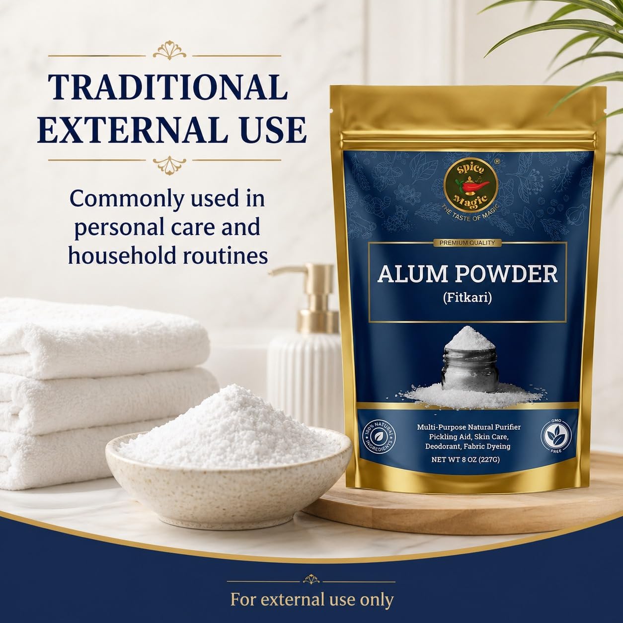 Spice Magic White Alum Powder, Food Grade for Pickling & Aftershave, 8 oz