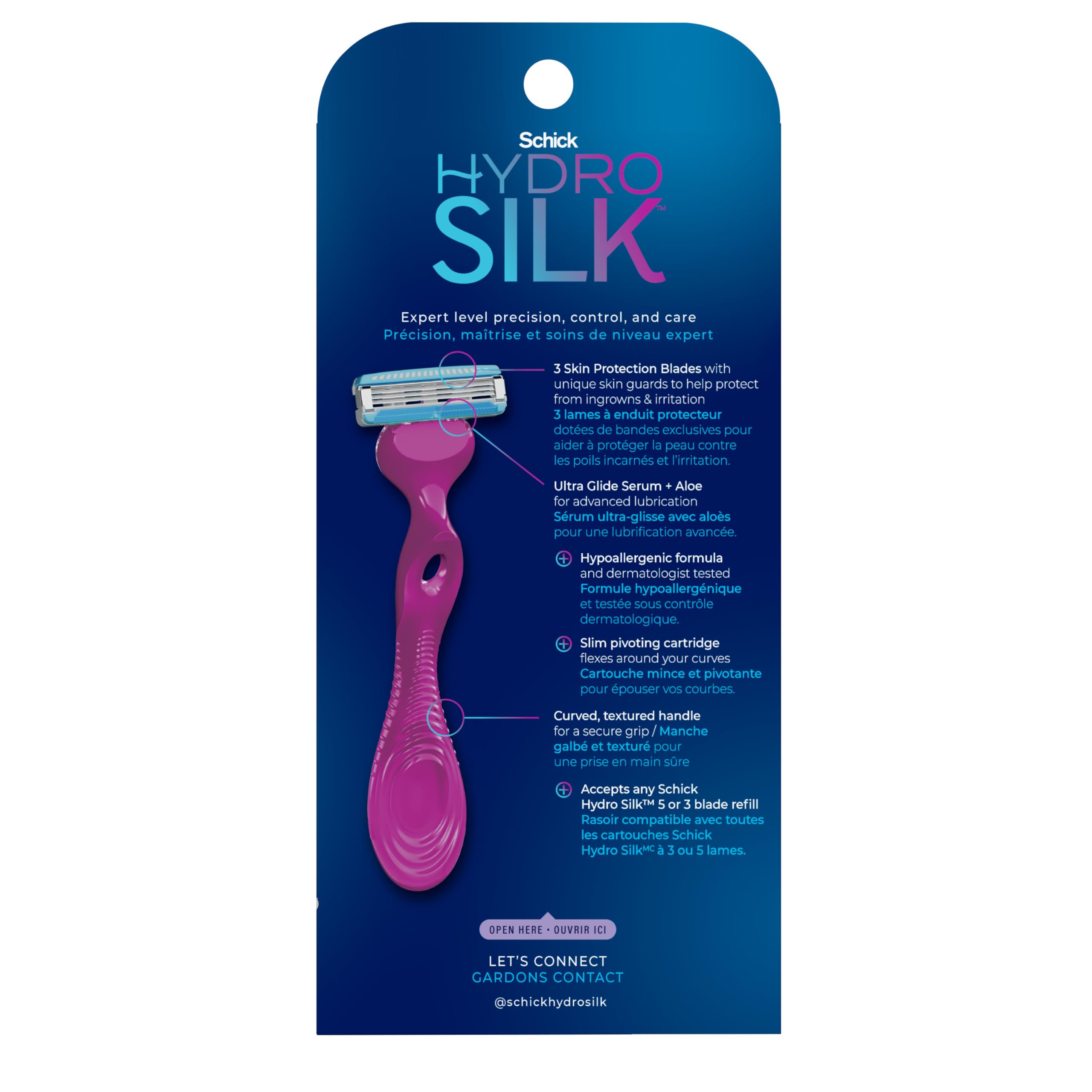 Schick Hydro Silk Ultimate Pubic Skin Protection, Bikini Razor | Razors for Women Sensitive Skin, Pubic Hair Razor for Women, Includes 1 Handle with 3 Refills