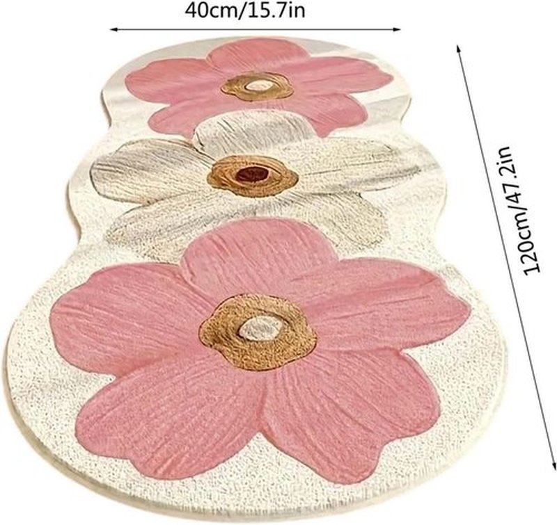 Regine Switzerland Spring Floral Pattern Rug - Soft Non-Slip Bedroom Floor Mat | 47.2" x 15.7" Pink Home Decor