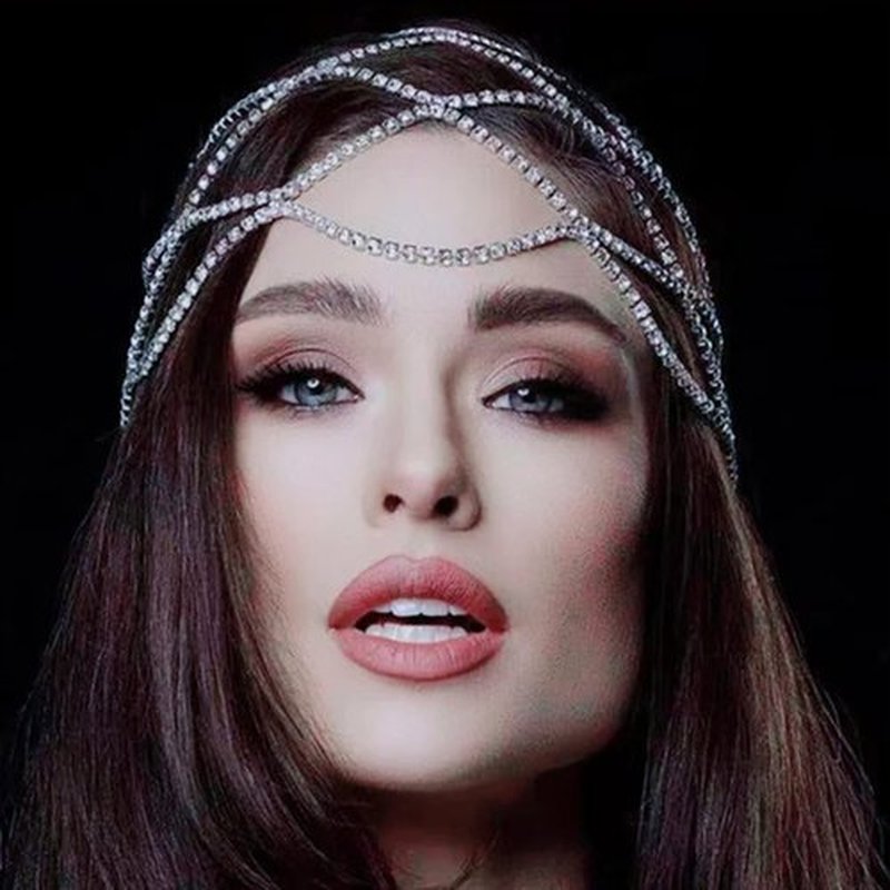NAISKA Silver Rhinestone Head Chain Wedding Bride Crystal Headpieces Caps Vintage 1920S Party Flapper Hair Headband Jewelry Gatsby Hair Accessories for Women and Girls