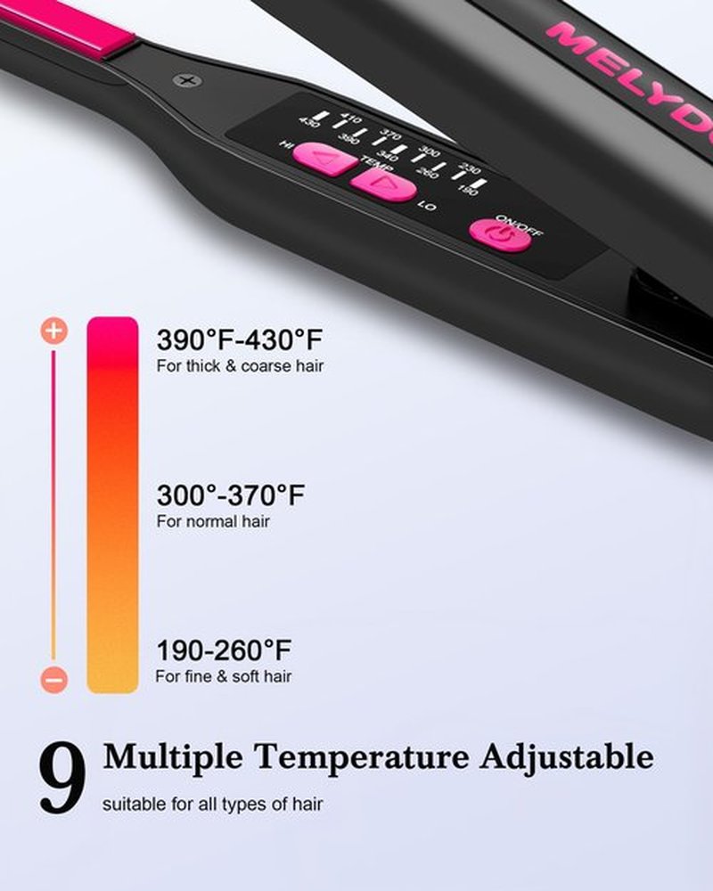 MELYDO Small Flat Irons for Short Hair, 3/10" Pencil Flat Iron with Adjustable Temp Mini Hair Straightener for Edges Pixie Cut and Bangs, Tiny Hair Straightener with Floating Plates, Auto Shut Off