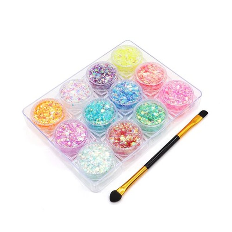 12 Color Glow in the Dark Glitter Gel - UV Black Light Reactive for Face, Body, Hair, Eyeshadow, No Glue Needed - Perfect for UV Parties, Festival & Rave Makeup-Glitter for Cosmetic Purposes