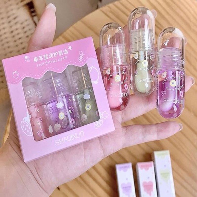 KTouler 4Pcs Tinted Lip Gloss Oil Set,Cute Moisturizing Plumping Lip Oil,Fruit Flavored Lip Gloss Long Lasting Nourishing High Shine Lip Oils For Girls