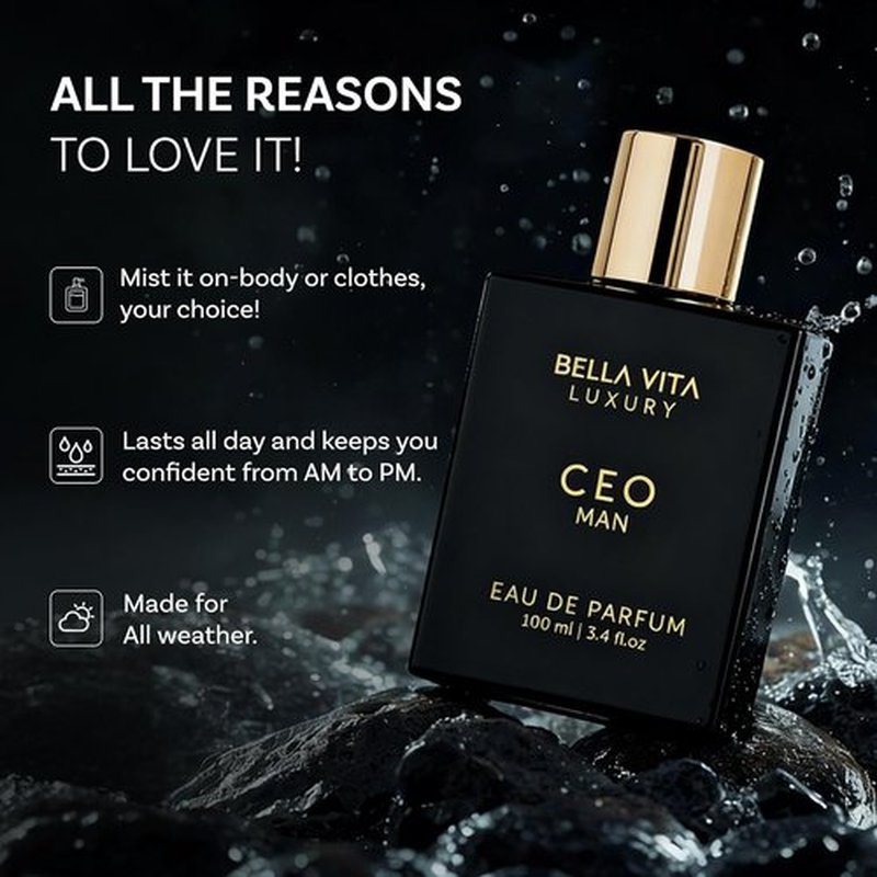 Bellavita Luxury CEO MAN Eau de Parfum - 100 ml | Long-Lasting Men's Fragrance with Mandarin, Lemon, Lavender & Vetiver Notes