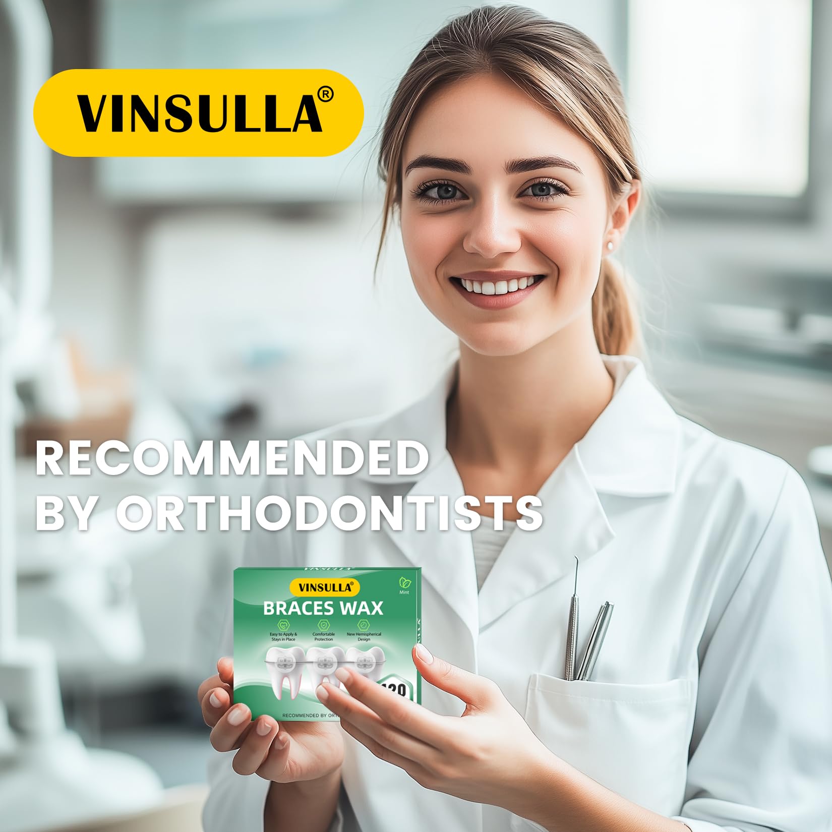 VINSULLA Orthodontic Wax for Braces Wax 120 Individual Hygienic Packaging Dental Wax Dots Mint