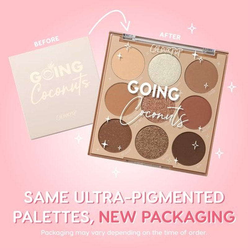 ColourPop Going Coconuts Eyeshadow Palette - Cool-Toned Neutrals with Ultra-Velvety Finish | High-Pigment, Long-Wearing (0.3 oz)