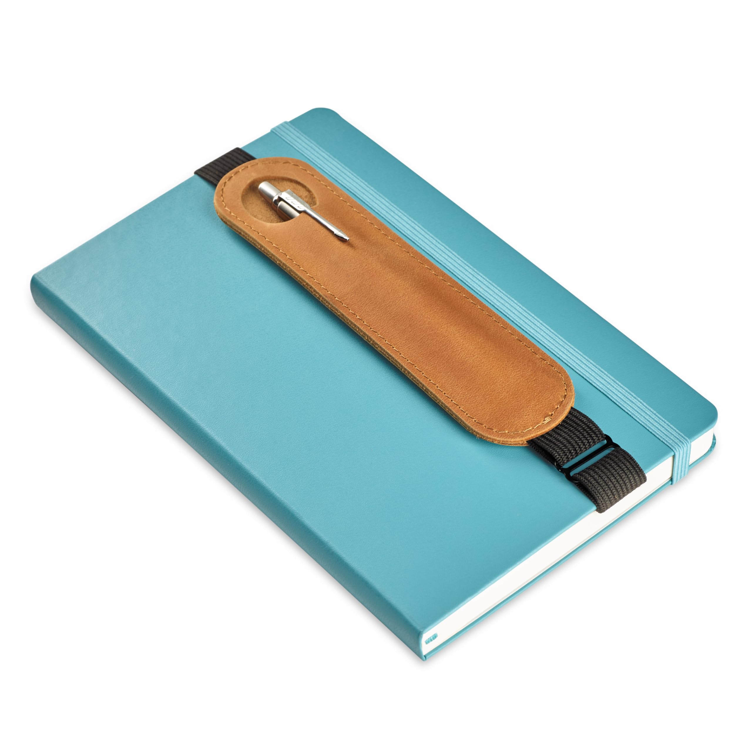 MAKYN Leather Adjustable Pen Holder for Journals, Notebooks, Planners, Books, Pencil Sleeve Case Pouch, Elastic Pen Holder for Notebook, Soft Fountain Pen Case (Vintage Brown)