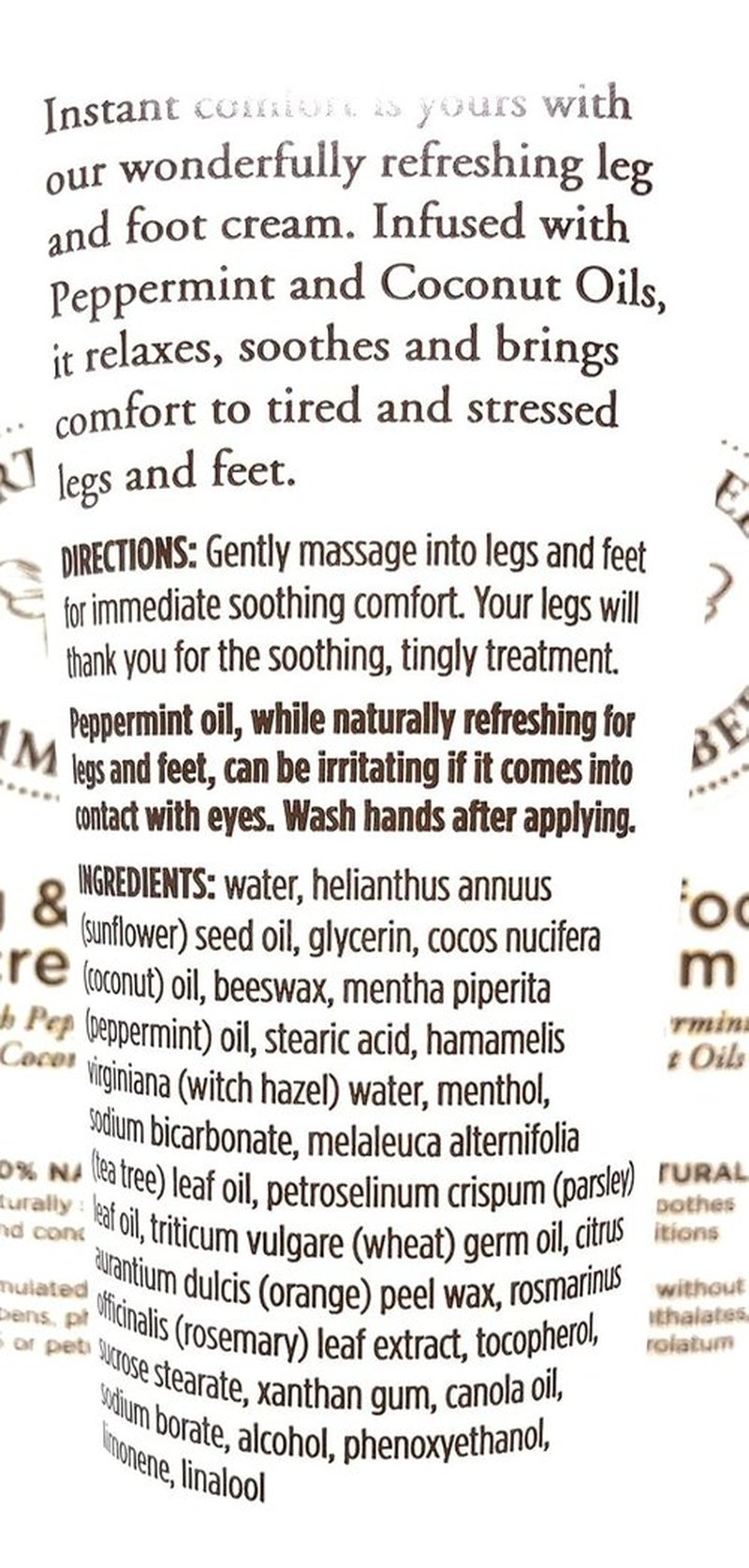 Burt's Bees Mama Bee Leg & Foot Cream - Peppermint Scent, 3.38 Fl Oz (Pack of 2)