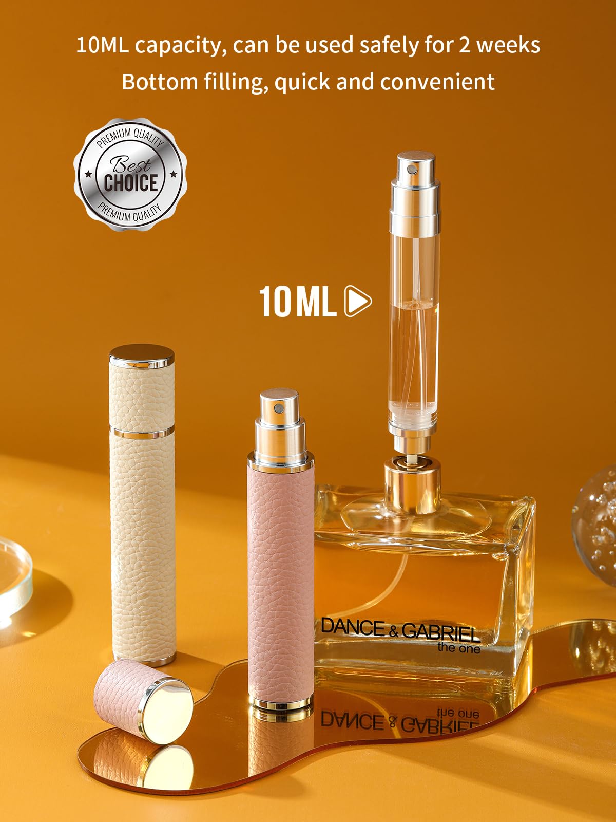 3zorqinron 10ML Genuine Leather Atomizer Sprayer for Perfume - Portable Mini Cologne Sprayer for Woman Man - Perfume Travel Refillable Bottle,Travel Essential Fragrance Spray Bottle (Black)