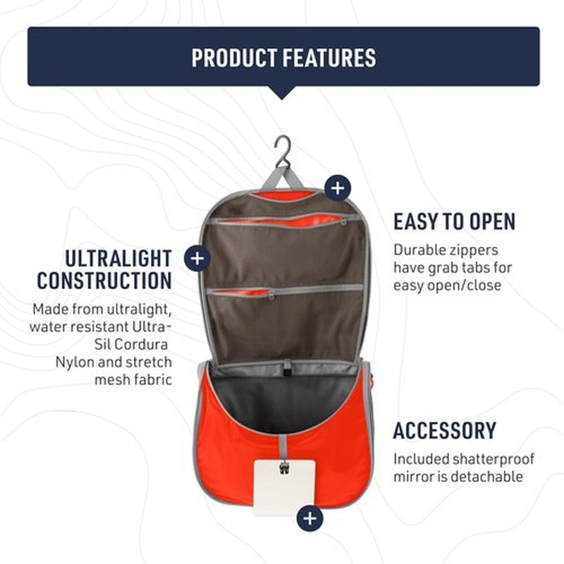 Sea to Summit Large Hanging Toiletry Bag - Travel Organizer for Men & Women | Spicy Orange