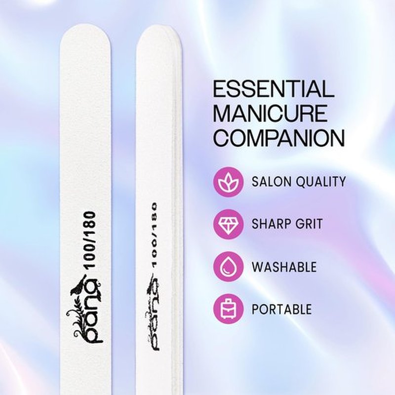 Pana (Grit: 100 x 180, Pack of 50 Pieces) USA Professional White Round Emery Board Nail Files