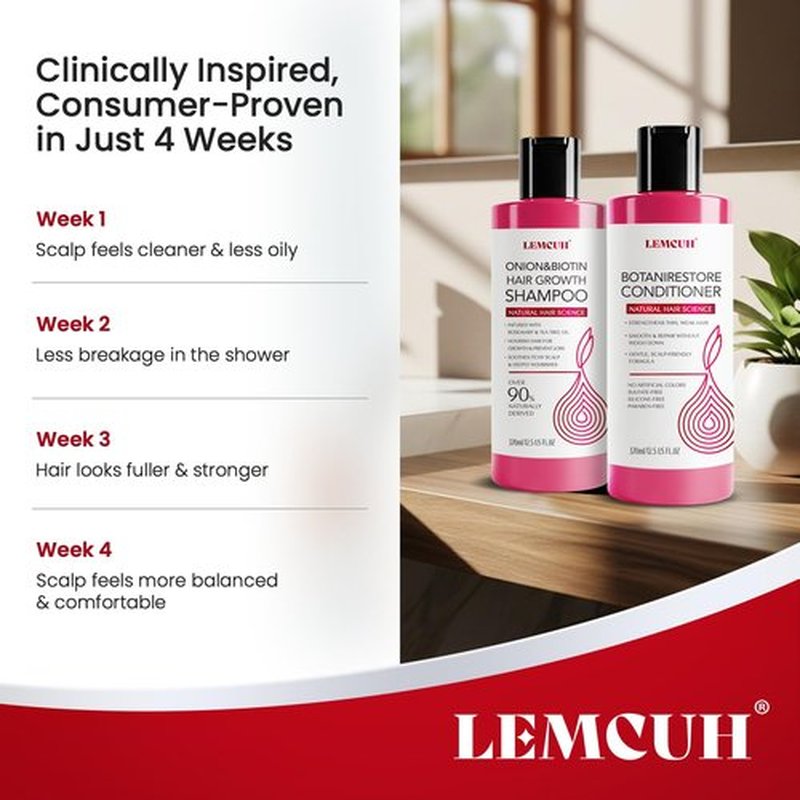 Gentle Shampoo & Conditioner Set for Thinning Hair and Itchy Scalp – Natural Biotin, Onion & Rosemary Formula, Sulfate Free, Paraben Free, Nourishing, Safe for Sensitive Scalp, 25 Fl Oz