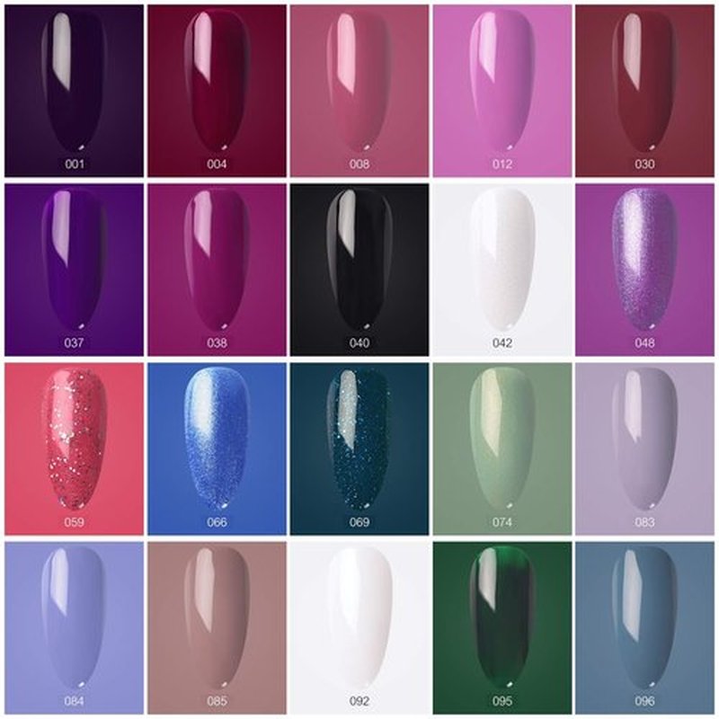 KADS 23 Colors Nail Gel Polish Set with Bright and Matte Top and Base Coat White Black Blue Purple Glitter