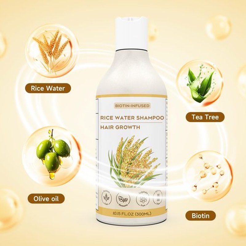 Rice Water Hair Growth Shampoo, Enhances Hair Luster, Suitable for Thinning Hair and Hair Loss, Promotes Hair Regrowth-10.15 FL.OZ