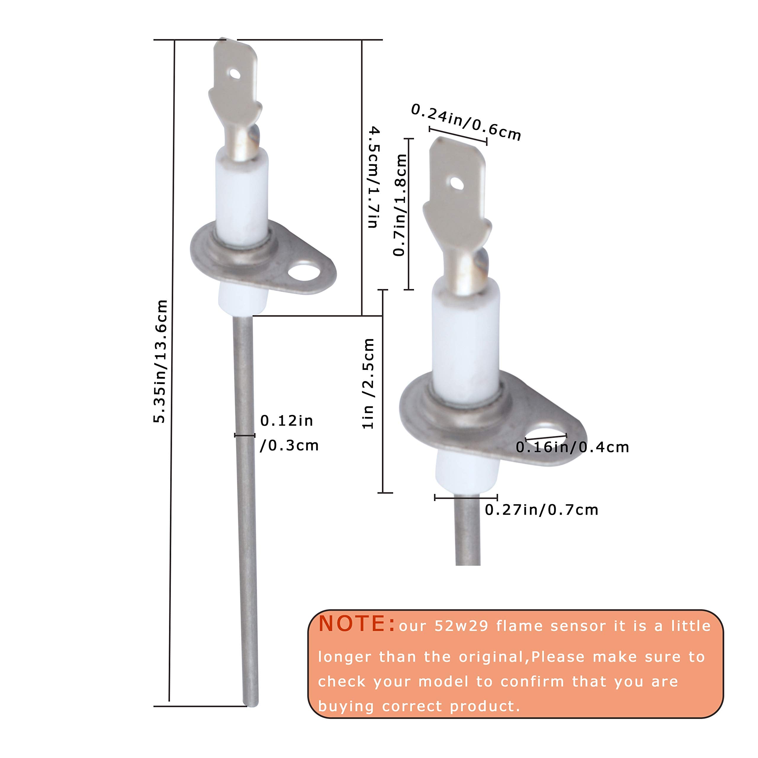 52W29 Furnace Flame Sensor Compatible with Lennox, Armstrong, Ducane Furnaces Replaces 52W2901 LB-74940A 31L71 - Fits for G40 G41 G50 G51 G60 G61 G71 Pack of 2