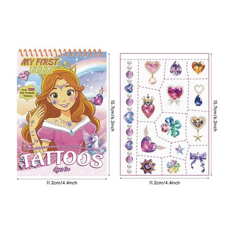 Pre-Cut 90+PCS Princess Temporary Tattoos for Kids, Safe Peel & Apply Fairy Jewelry Tattoos, Waterproof Birthday Party Favors for Girls