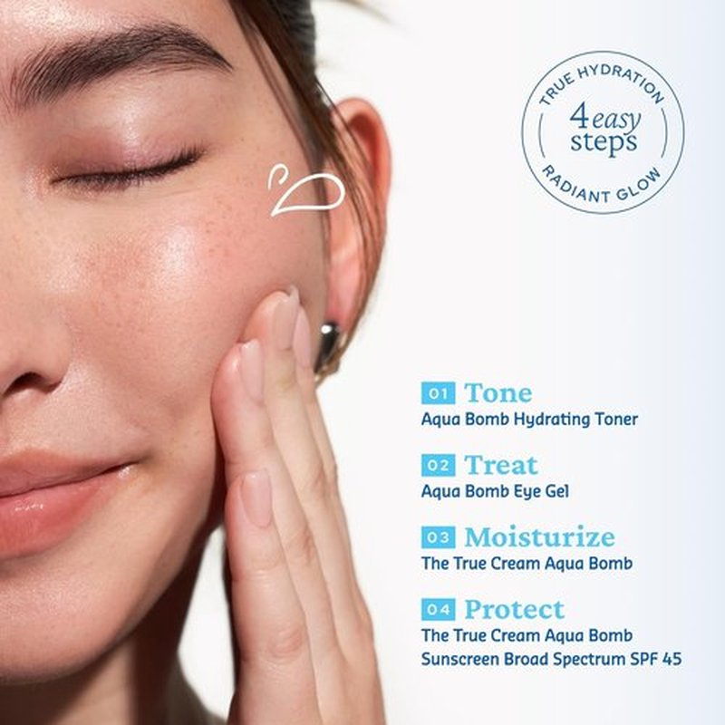 Belif Aqua Bomb Dive Into Hydration Set - Korean Skin Care Gift Set for Mom | Includes SPF 45, Hydrating Toner & Eye Serum