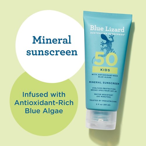 Blue Lizard Kids Sunscreen Lotion - SPF 50 Mineral Formula, Water-Resistant & Fragrance-Free, 3 fl oz