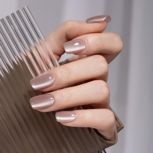 MAYCHAO 15ML Crystal Glassy Nude Cat Eye Gel Nail Polish 1Pc Silk Nude Cat Eye Gel Polish Soak off Holographic Magnetic Nail Polish for Nail Art Manicure Salon DIY at Home, 0.5 OZ