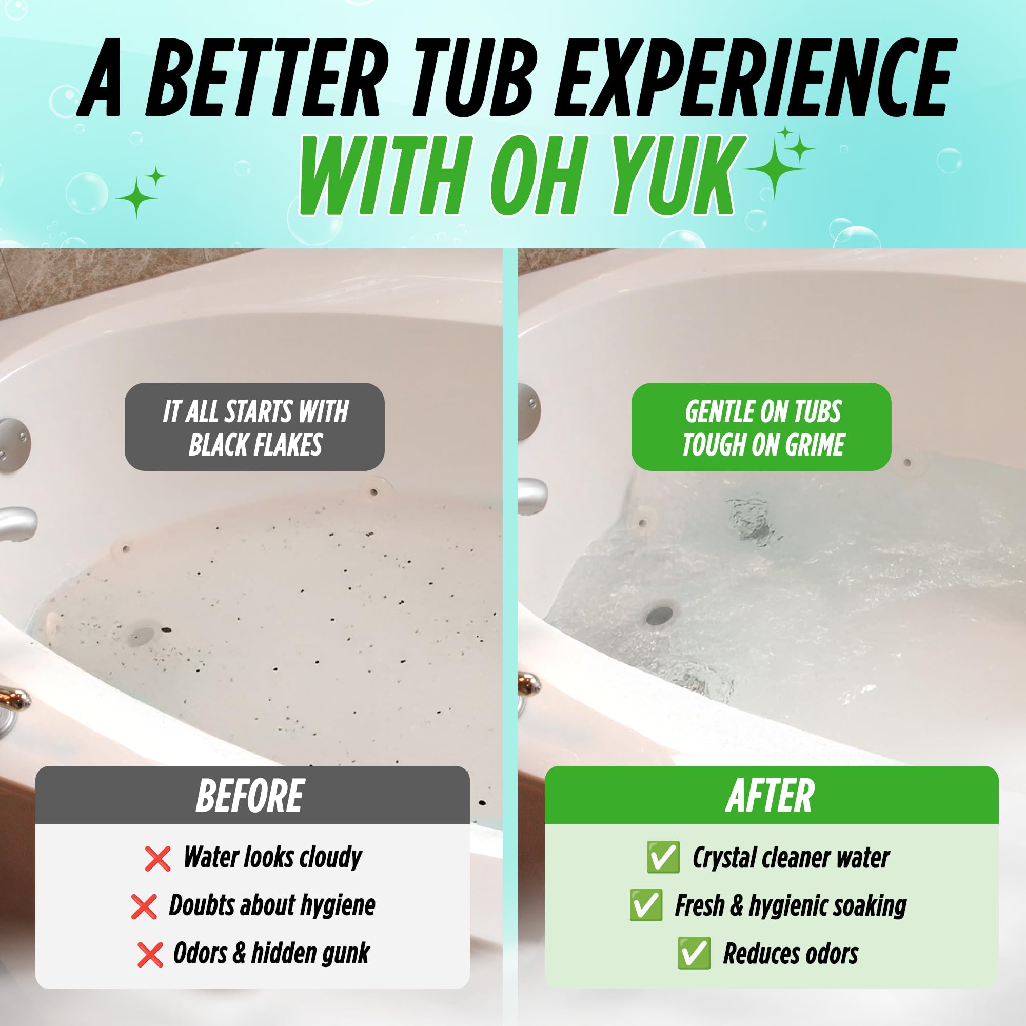 Oh Yuk Jetted Tub Cleaner for Jacuzzis, Bathtubs & Whirlpools, Septic Safe