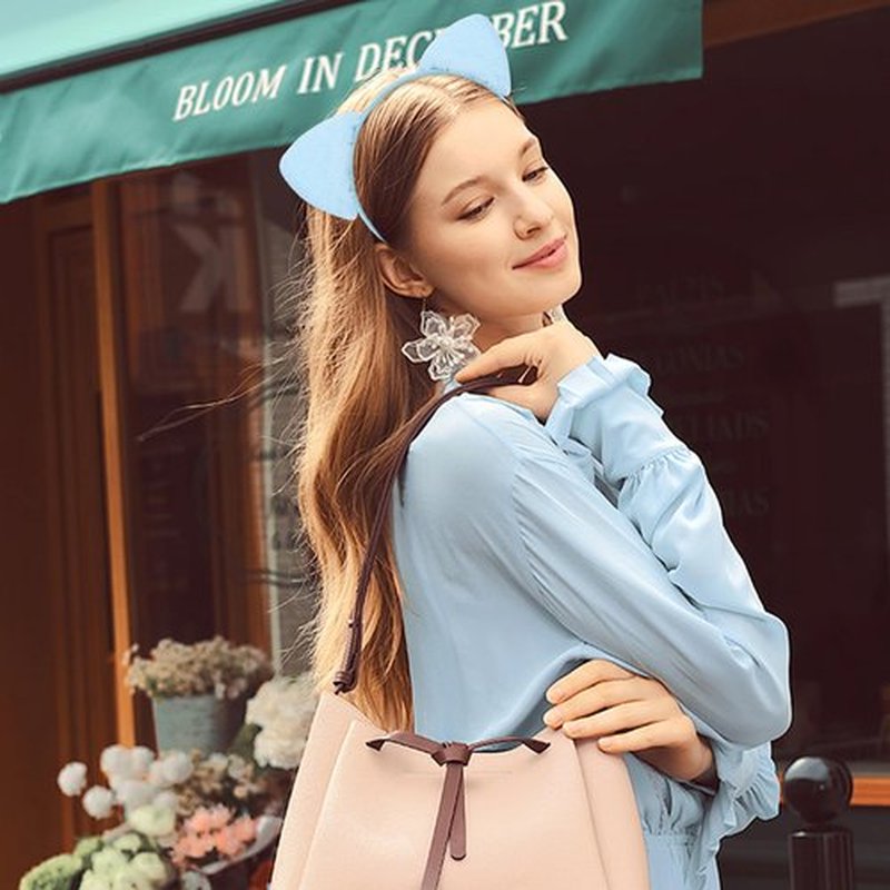 Totelux Cat Ears Headband Plush Hair Band Animal Ears Hair Hoop Cute Hair Accessories for Women Girls Birthday Party Supplies Light Blue