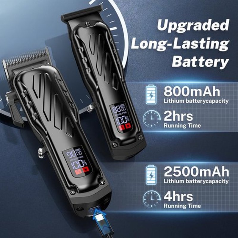 Brightup Barber Hair Clippers [Brushless 9000RPM & Cordless] for Men, Professional Clippers & Trimmers Set with USB-C Charging Stand, Hair Tools Cutting Kit with LCD Display, Gift for Men