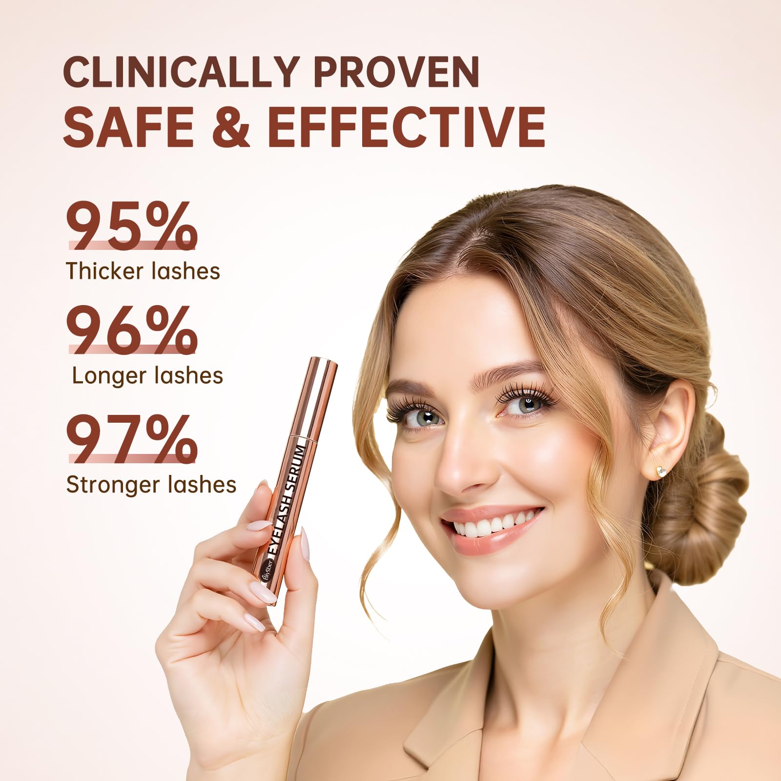 Advanced Lash Serum for Eyelash Growth, Vegan Multi-Peptide Eyelash & Brow Enhancer, Nourishes Sparse Lashes for a Fuller, Thicker Look