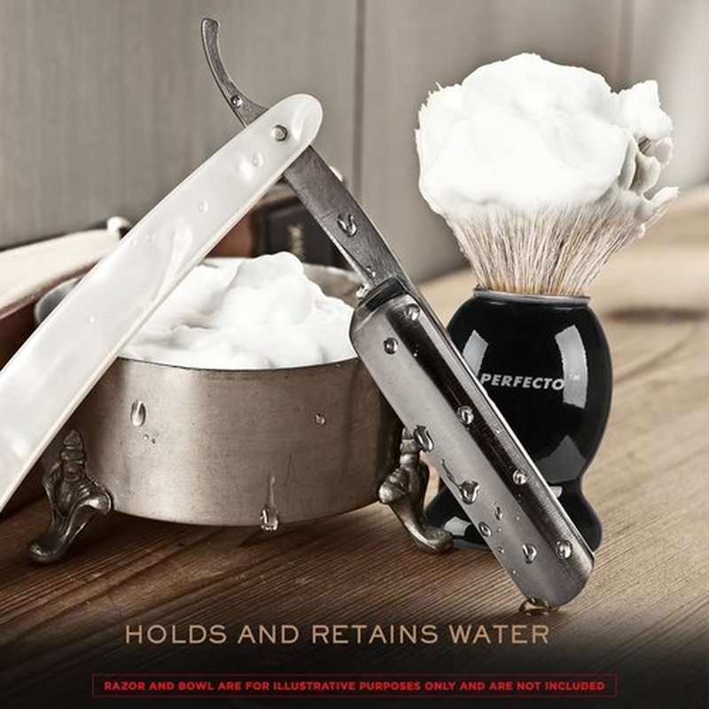 Perfecto 100% Pure Badger Shaving Brush - Black Handle for a Superior Shaving Experience | Ideal for Safety, Double Edge, and Straight Razors