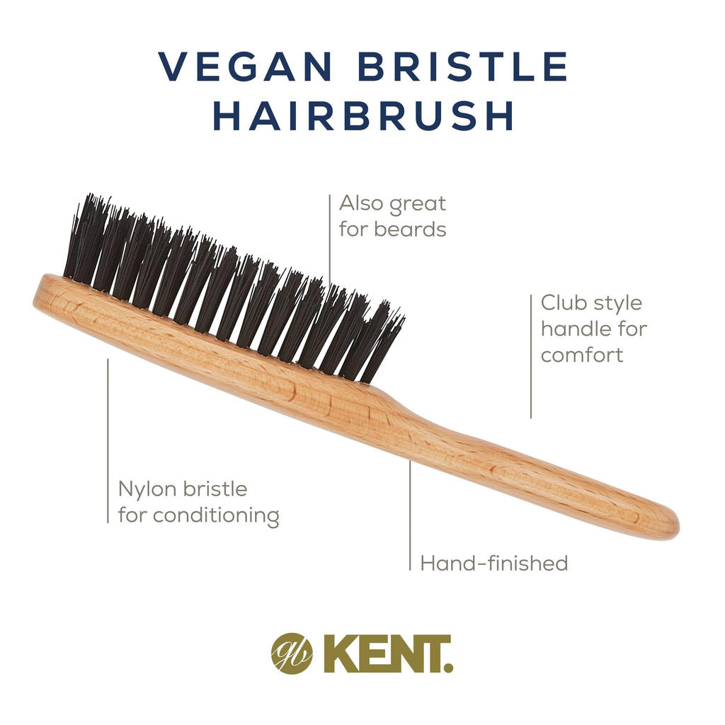 Kent V10 Vegan Boar Bristle Hair Brush and Beard Brush for Men, Eco Friendly Bristle Brush for Smoothing Hair, Taming Beards and Mustaches (Small)