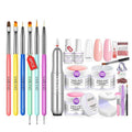 SAVILAND Builder Gel Set With Drill, 6 Art Brushes - 3 Hard Gels (VE&VB5&Kerain) Clear Pink Nudes, Lamp, Brush, Strengthener for Nail Extension