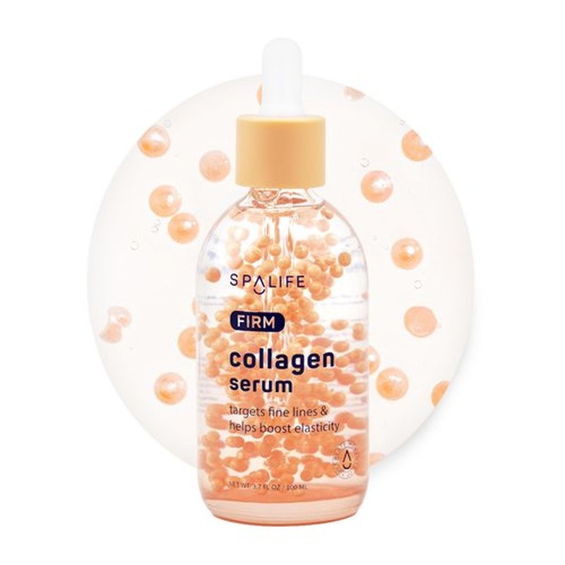 Spa Life Face Serum: FIRM Collagen Serum 100 ml (3.7 oz) - Enhanced Firmness and Hydration – Skin Smoothing, Face Plumping, Pearl-infused - Fights Fine Lines & Wrinkles, For All Skin Types