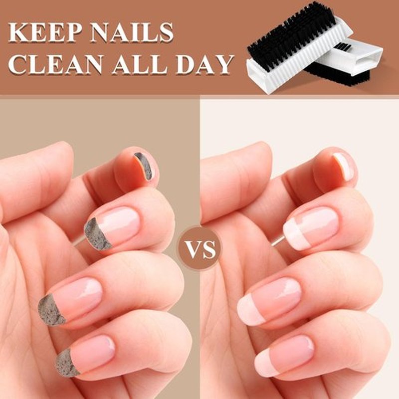Milkary 8Pcs Fingernail Brushes, Plastic Surgical Scrub Brushes for Nail Cleaning, Soft Two-Sided Non Disposable Nail Scrubber Brushes for Cleaning Nail and Toes White and Black
