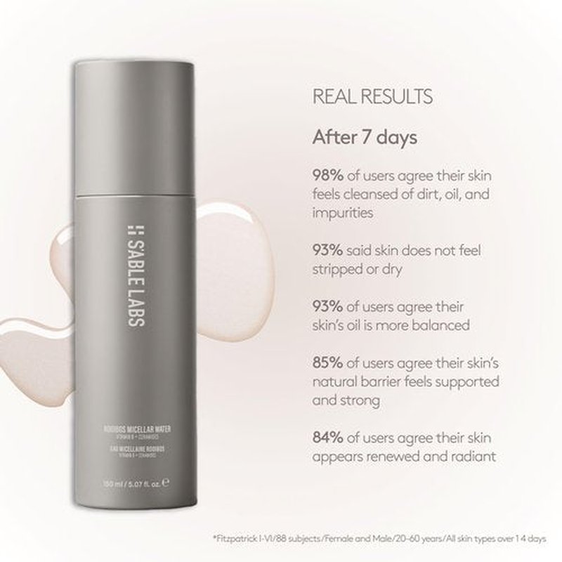 S'ABLE LABS - Rooibos Micellar Water | Clarify, Replenish, Enhance, Shield | Vitamin B + Ceramides | Melanin-Inclusive Skincare (150 ml | 5.07 fl oz)