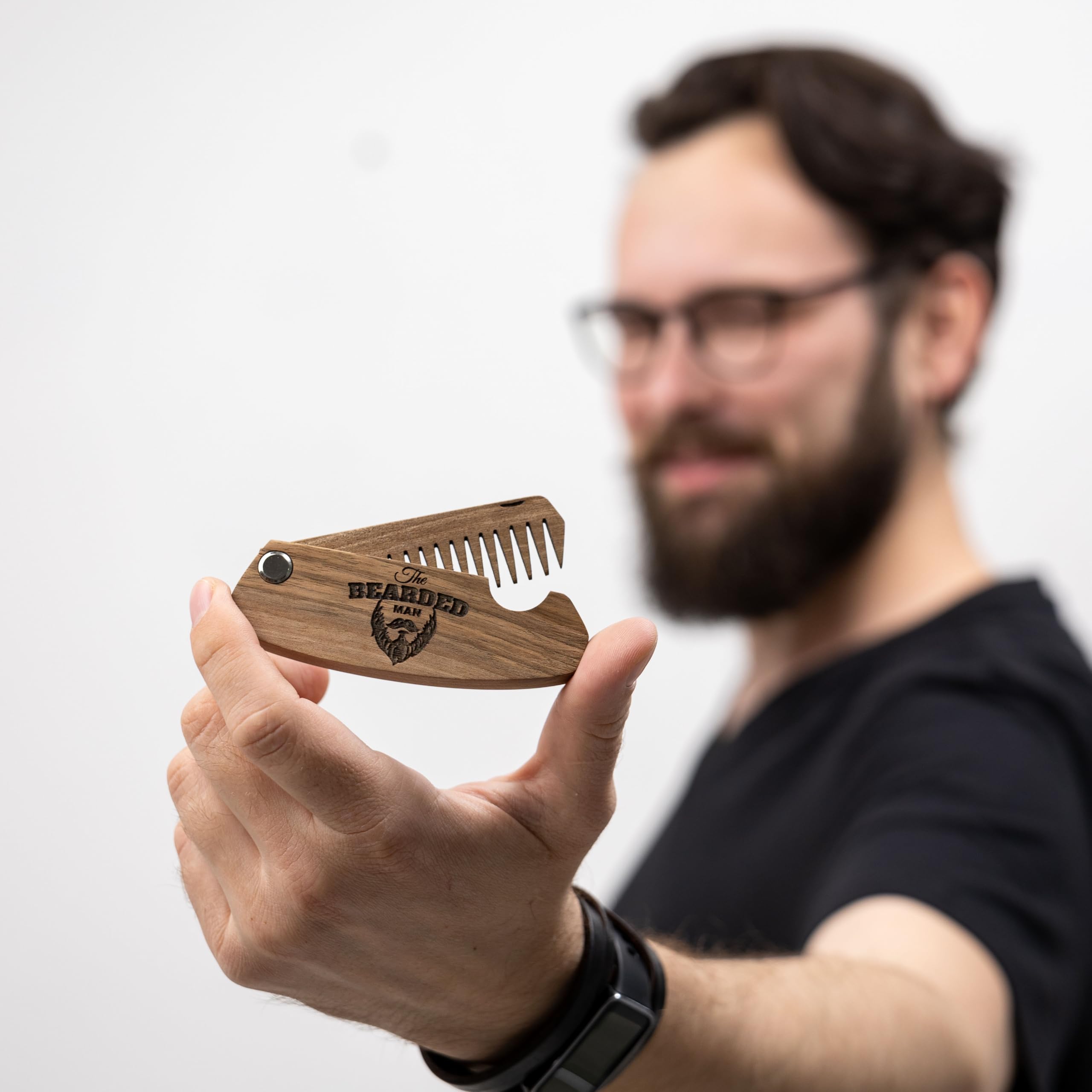 Engraved Wooden Beard Comb for Men (The Bearded Man)