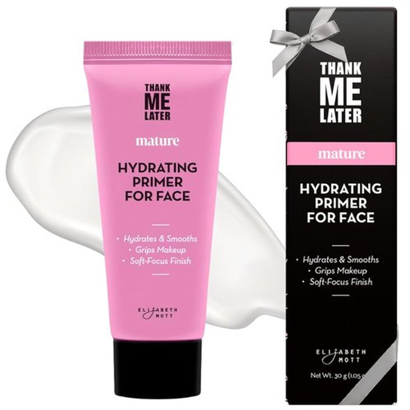 Elizabeth Mott Thank Me Later Hydrating Primer - Lightweight Face Primer for Mature Skin | Smooths Texture & Hydrates with Hyaluronic Acid & Peptides, 30g