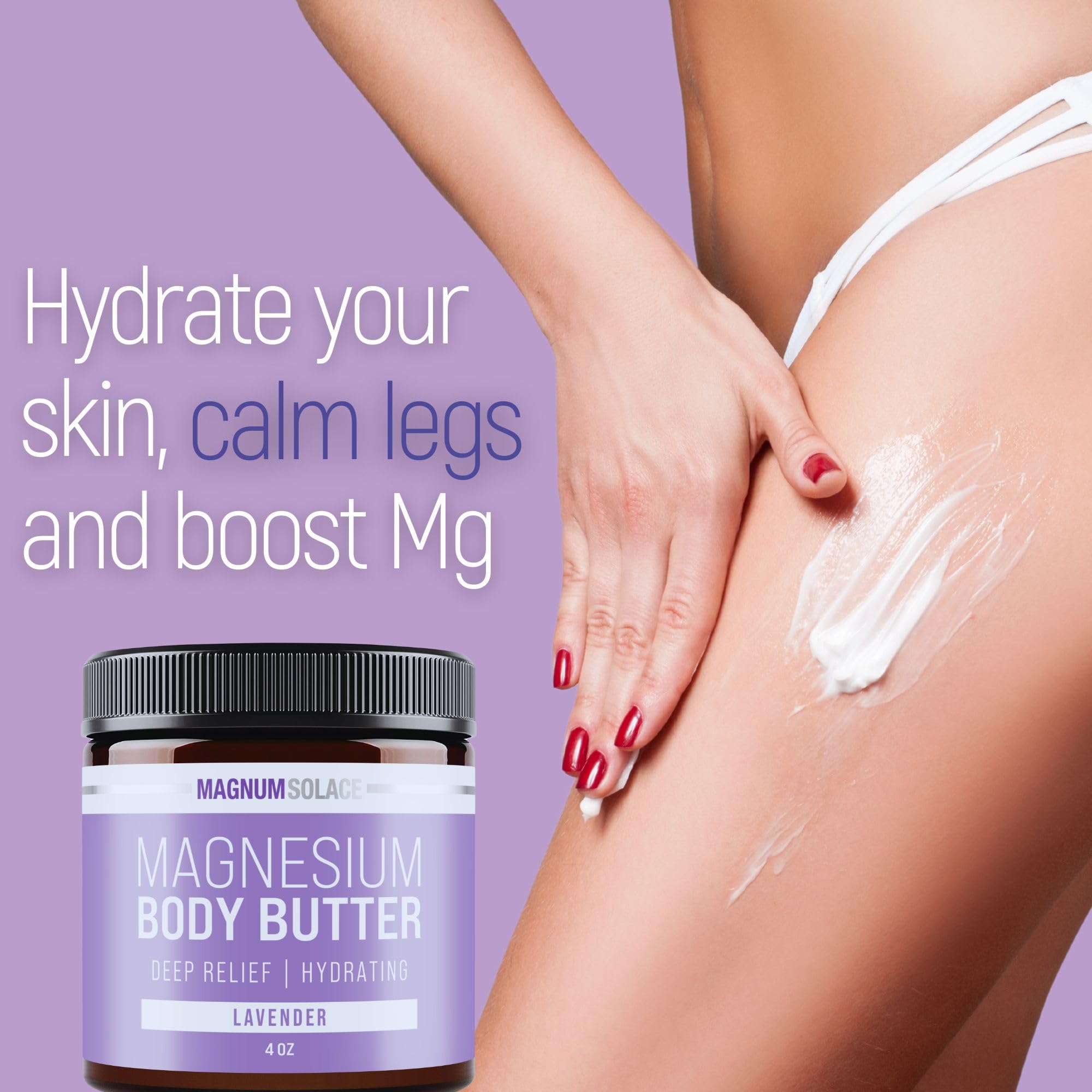 Magnum Solace Magnesium Body Butter - Nighttime Magnesium Cream - Lightly Scented (Lavender)