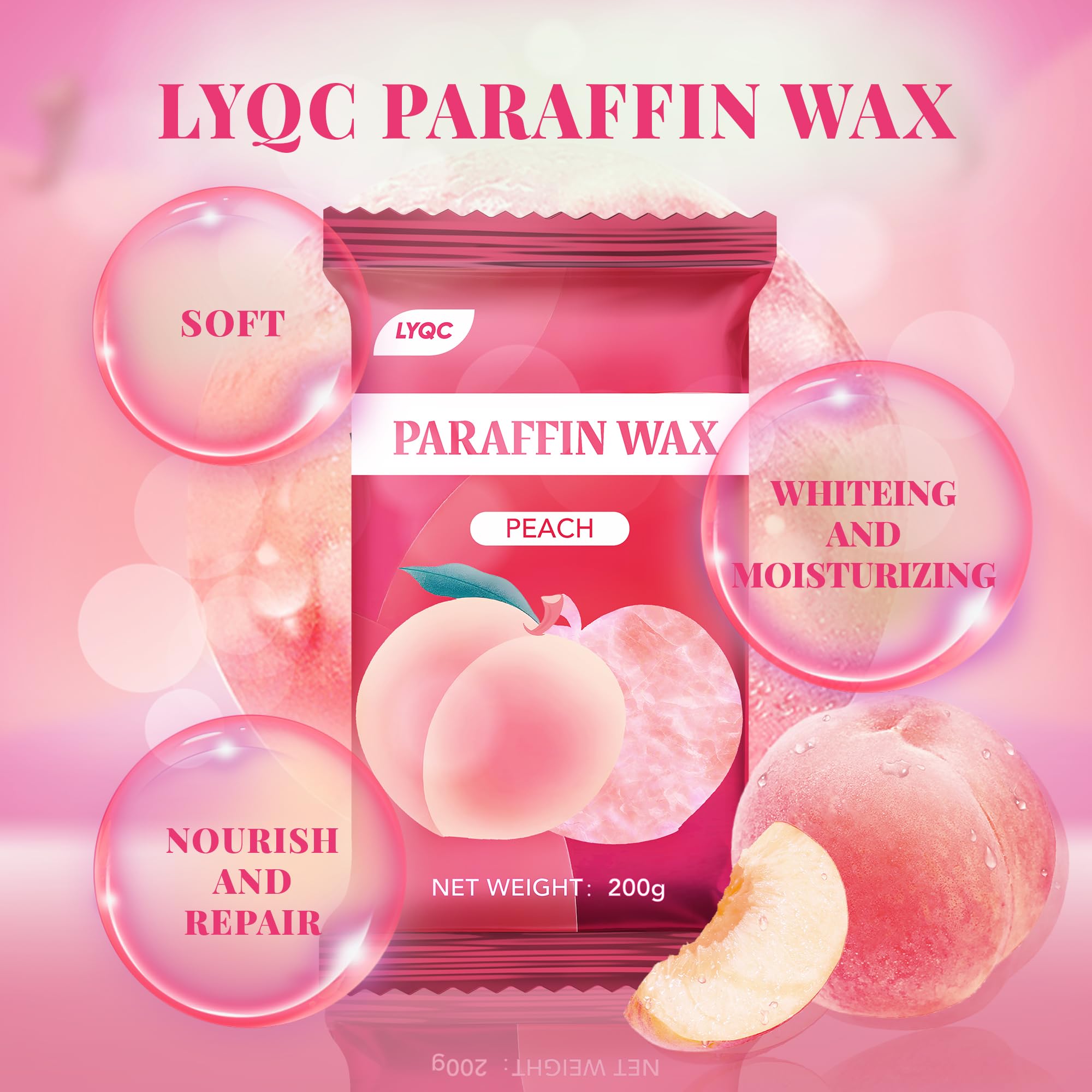 LYQC Paraffin Wax Refill, 10 packs of Paraffin Bath Wax for Hands and Feet for relief of stiff muscles and arthritic pain - deeply moisturises and protects the skin of the hands and feet (Peach)