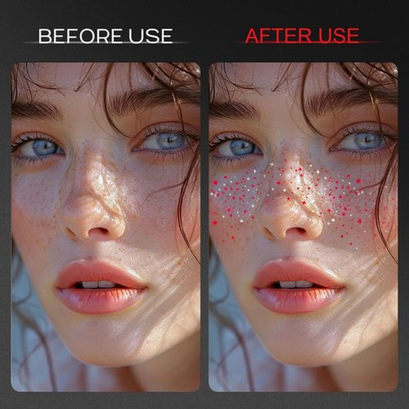 10 Pcs Red-Silver Dual-tone Glitter Freckles,Red and Silver Christmas Glitter Freckles Face Tattoo, Waterproof Face Sparkle Freckles, Long-lasting 48h Temporary Tattoos for Women and Girls