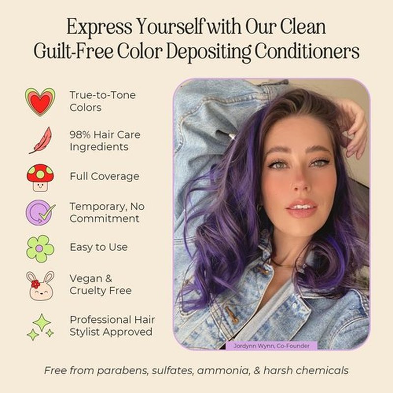 **INH Semi Permanent Hair Color - Amethyst Dark Purple Hair Dye | Vegan, No Bleach, 6oz**