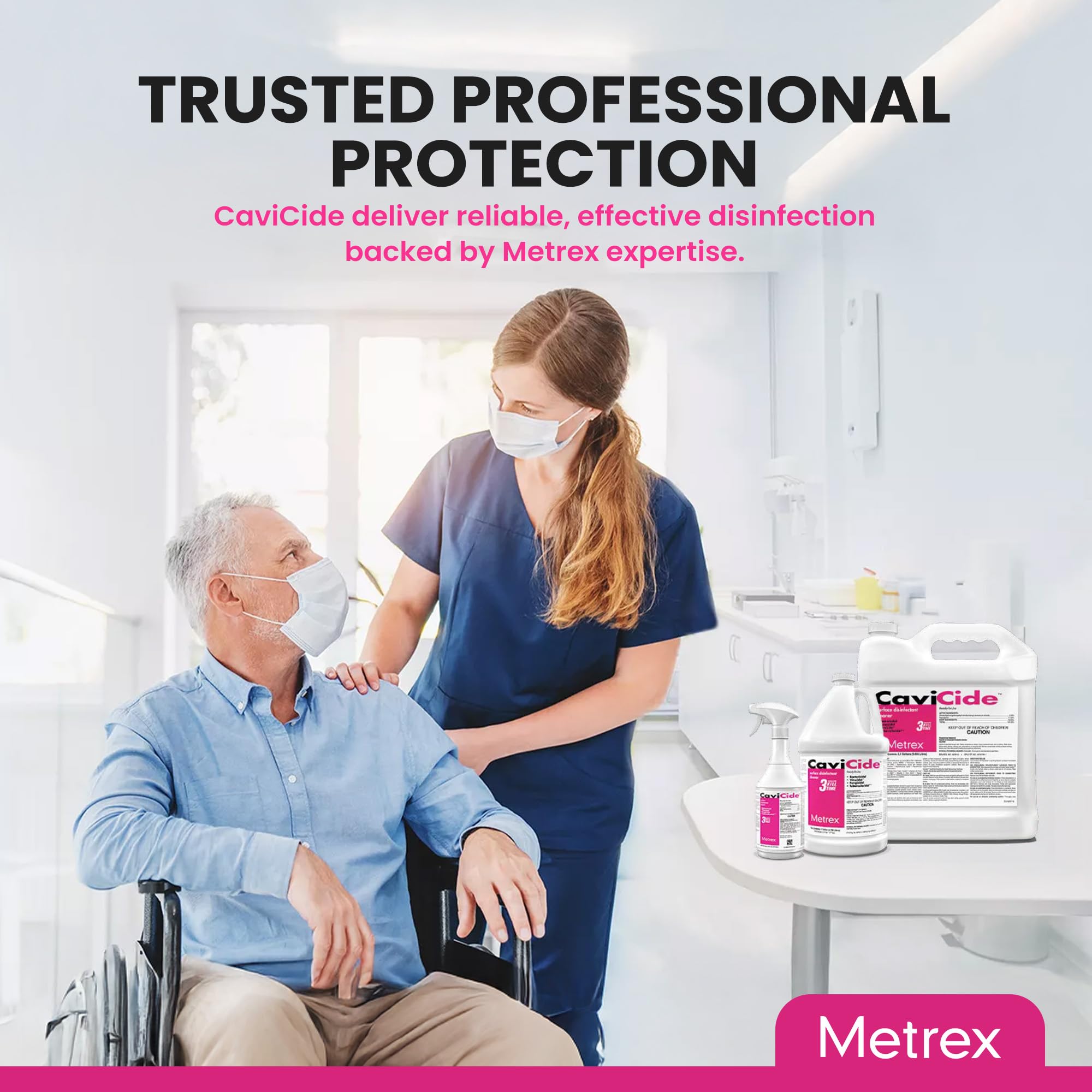 Metrex CaviCide Germicidal Surface Disinfectant Cleaner – EPA-Registered Quaternary Ammonium – Kills Flu Virus, Bacteria & Fungi – Hospital-Grade for Medical, Dental & Lab – 1 Gallon, Pack of 4 (Case)