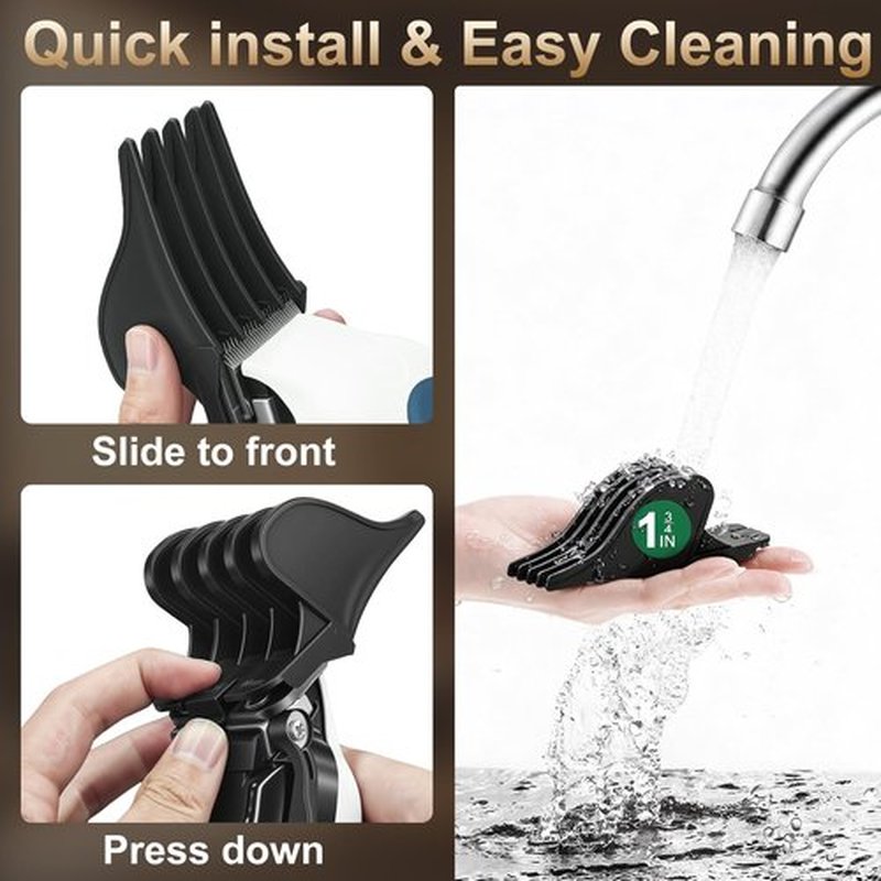 Clipper Guards Set, 4 Pack 1.25", 1.5", 1.75", 2" Compatible with Most Wahl Clippers, Black Replacement Guides