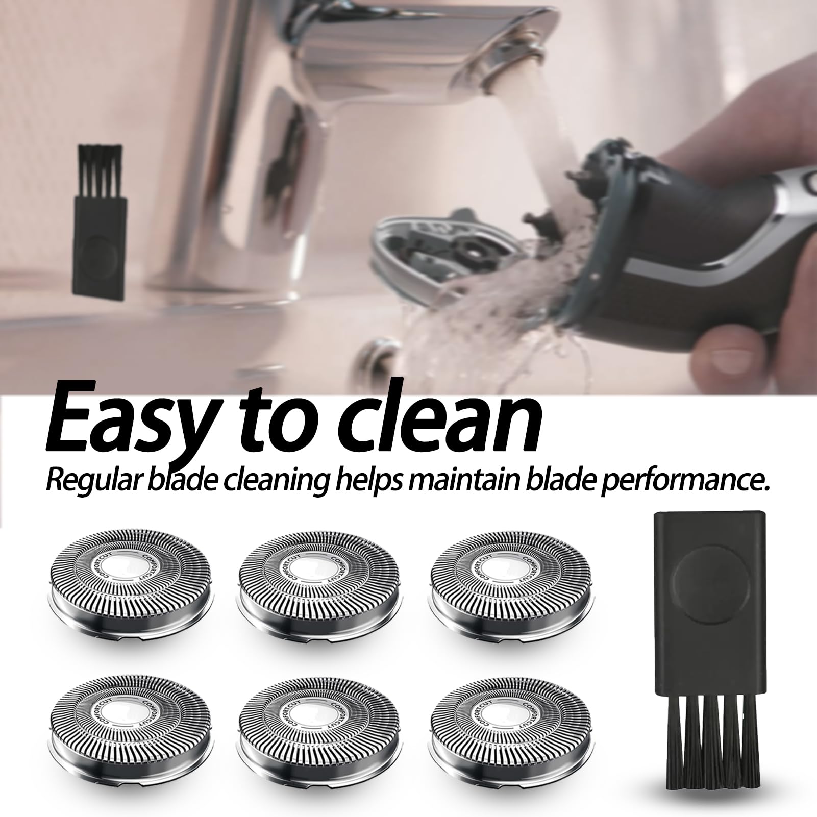 GORLENT 6 Pack SH30/HQ8 Replacment Blades for Aquatec PTxxx, ATxxx Series Razors, Dual-Layer Shaver Heads for Close and Smooth Shave