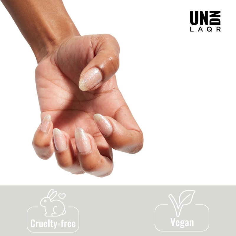 UN/DN Vegan Nail Polish - Cosmic Glitter - Clear Glitter Nail Polish - Fingernail Polish for Women and Men - Long Lasting, Cruelty Free - 0.5 oz