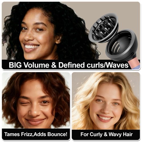 Dyson Upgraded Wave Curl Diffuser Attachment - Extra-Large Design for Thick/Curly Hair | Heat-Safe Dome & Diffuse Modes