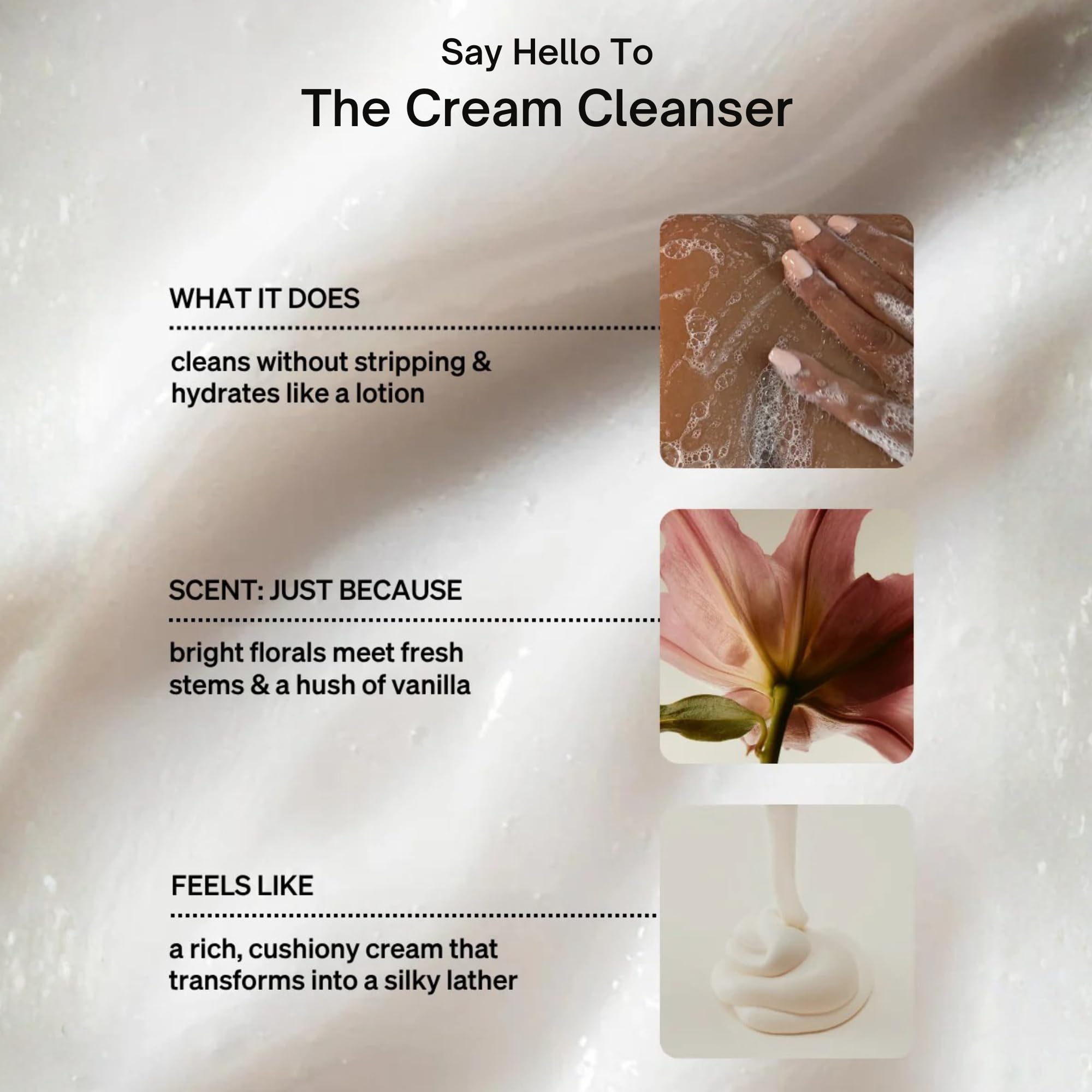 Loved01 Gentle Cream Cleanser for Face & Body, John Legend Skincare, Just Because Floral Scent, Daily Hydrating Wash with Rosehip Oil, For Dry & Sensitive Skin, Vegan & Cruelty-Free, 2-Pack, 6 oz each