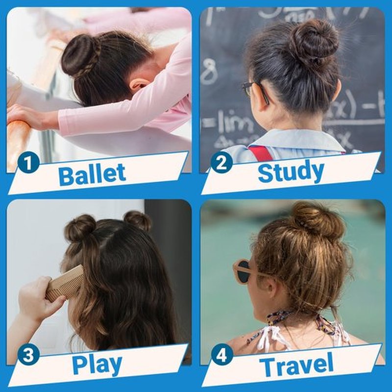 TsMADDTs Blonde Hair Bun Set, 8 Donut Bun with 2 Large, 2 Middle, 4 Small, 10 Hair Nets for Women, 40 U Shaped Pins, 5 Elastic Bands for Short and Thin Hair
